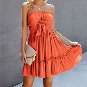 Boho Front Tie Ruffle Mini Dress